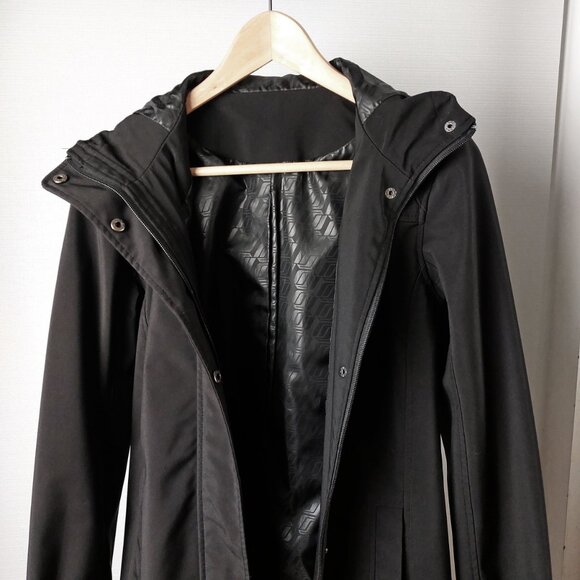 Black Scuba Spring/Fall Zipper Coat with Hood, Small - Picture 7 of 12